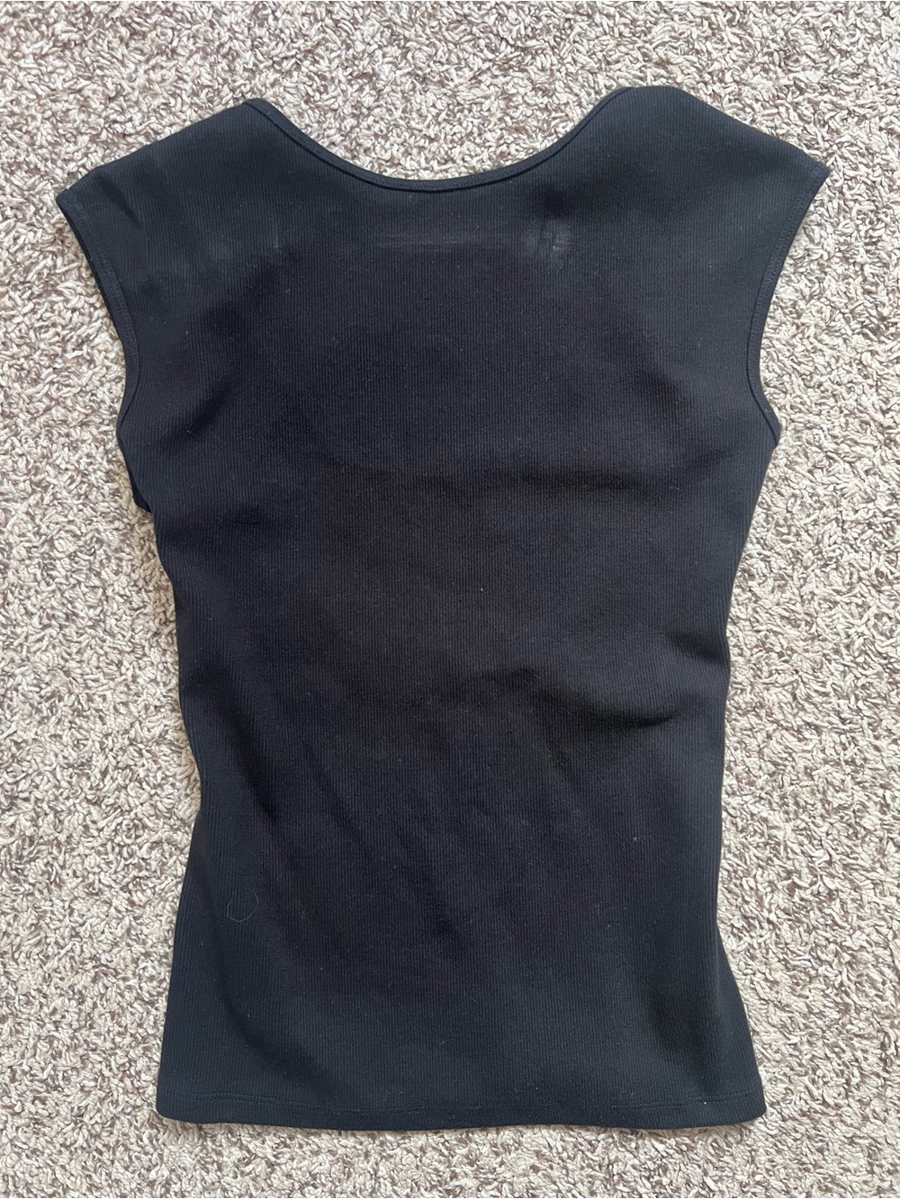 Aritzia Black Ribbed Cap-Sleeve Muscle Tee Top